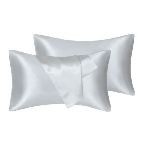 75D Satin Artificial Silk Pillowcase (Option: Silver-Queen 20X30in-1pcs)