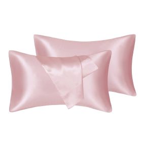 75D Satin Artificial Silk Pillowcase (Option: Pink-Standard 20X26in-1Pairs)