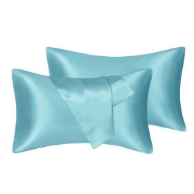 75D Satin Artificial Silk Pillowcase (Option: Green-Queen 20X30in-1pcs)