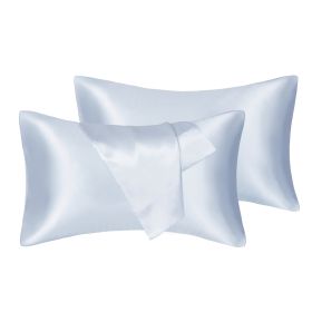 75D Satin Artificial Silk Pillowcase (Option: Sky Blue-Queen 20X30in-1pcs)