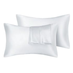 75D Satin Artificial Silk Pillowcase (Option: White-Queen 20X30in-1pcs)